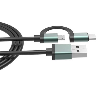 2 In 1 USB A To Micro Type C 2.0 Adapter 5V 2.4A 2m 6ft USB Multi Charging Cable